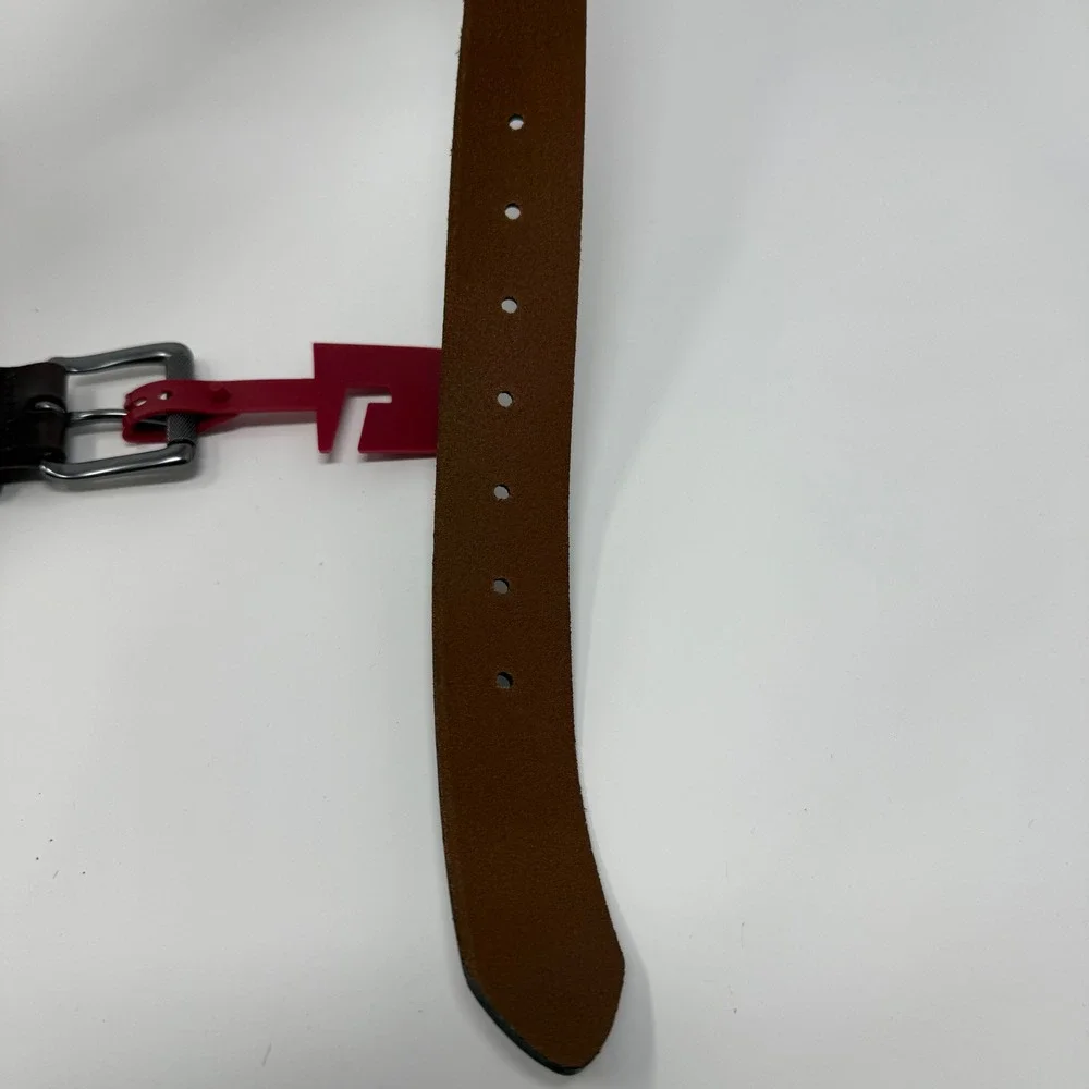 Dickies Mens Dark Brown All Leather Work Belt Silver Roller Buckle 50-52 Classic